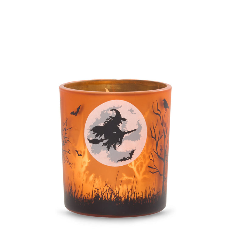 Orange Witch's Moon Tea Light Candle Holder J5