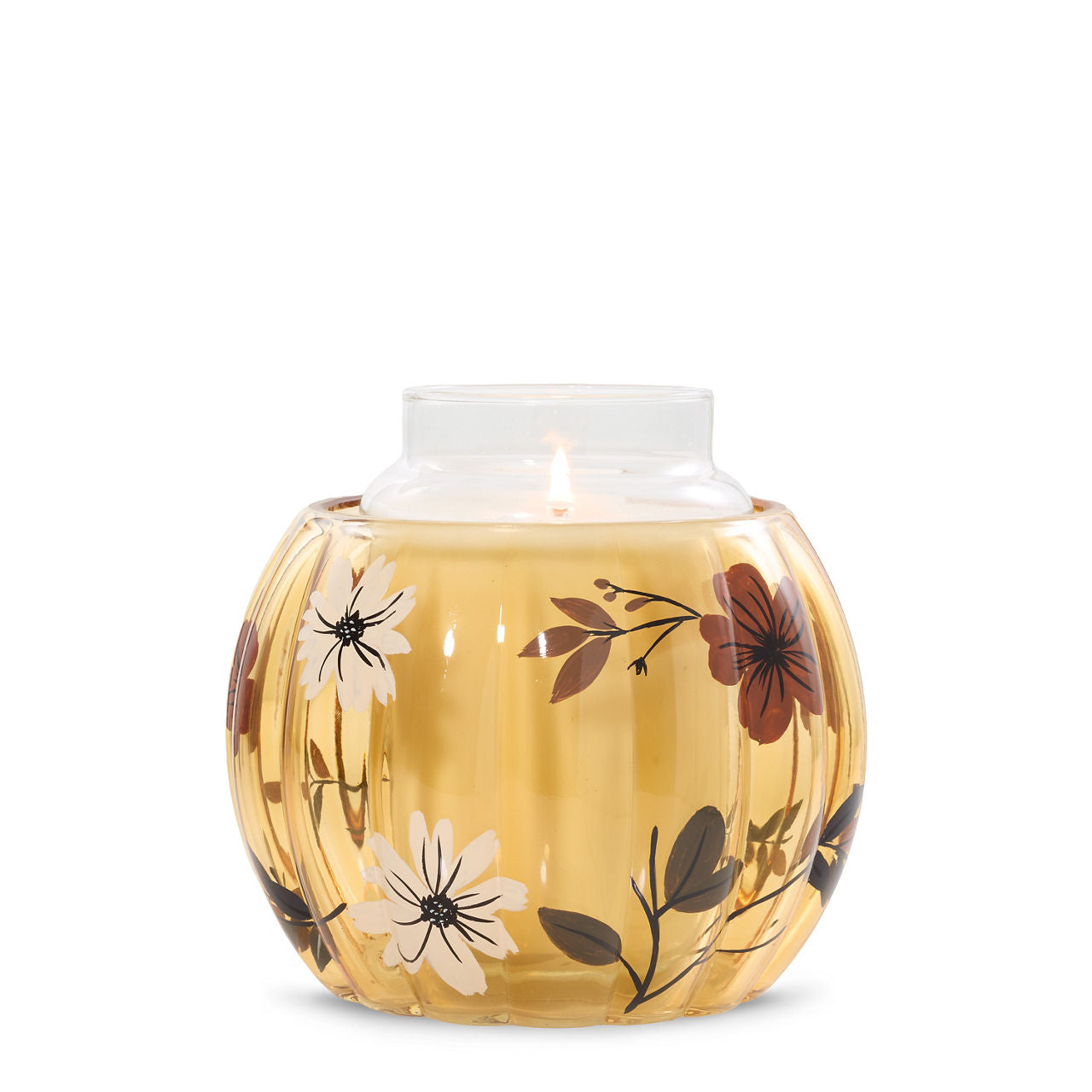 Flower Pumpkin Jar Candle Holder