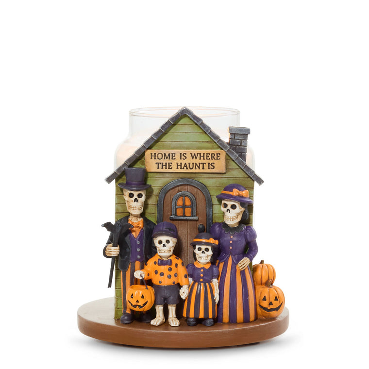 Bonebury Lane Haunted House Jar Candle Holder K3
