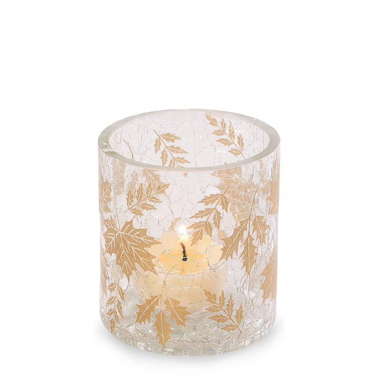 Crackle Leaves Tea Light Candle Holder Y1