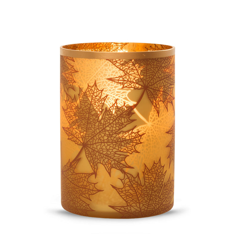 Crackle Leaves Jar Candle Holder R5